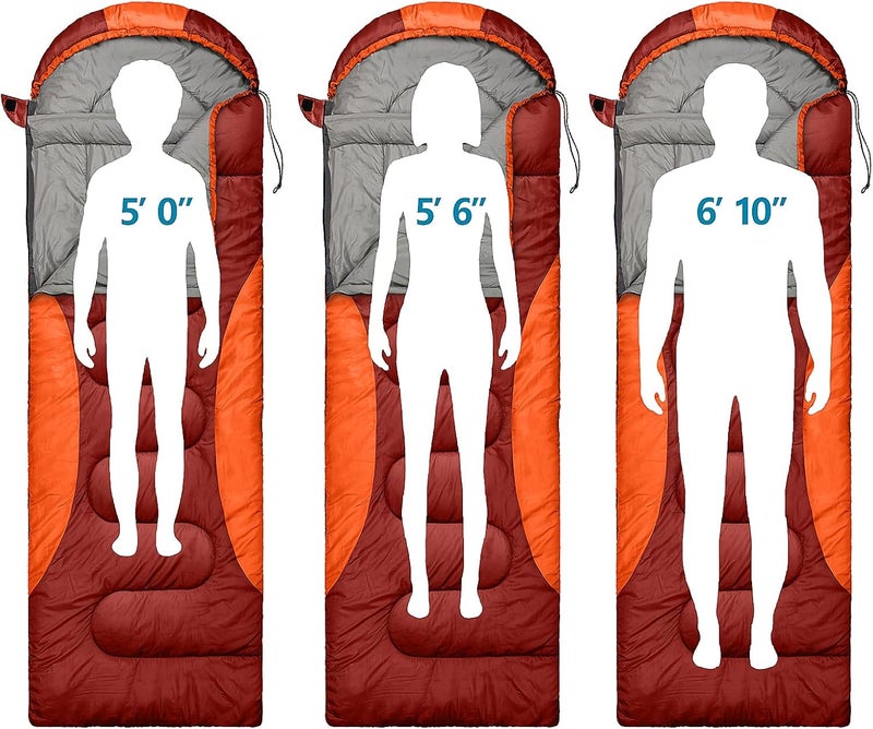 rioyalo 0 Degree Winter Sleeping Bags for Adults Camping (450GSM) - Temp Range (5F–32F) Portable Waterproof Compression Sack- Camping Sleeping Bags for Big and Tall in Env Hoodie: Backpacking Hiking 4 Season - Image 2